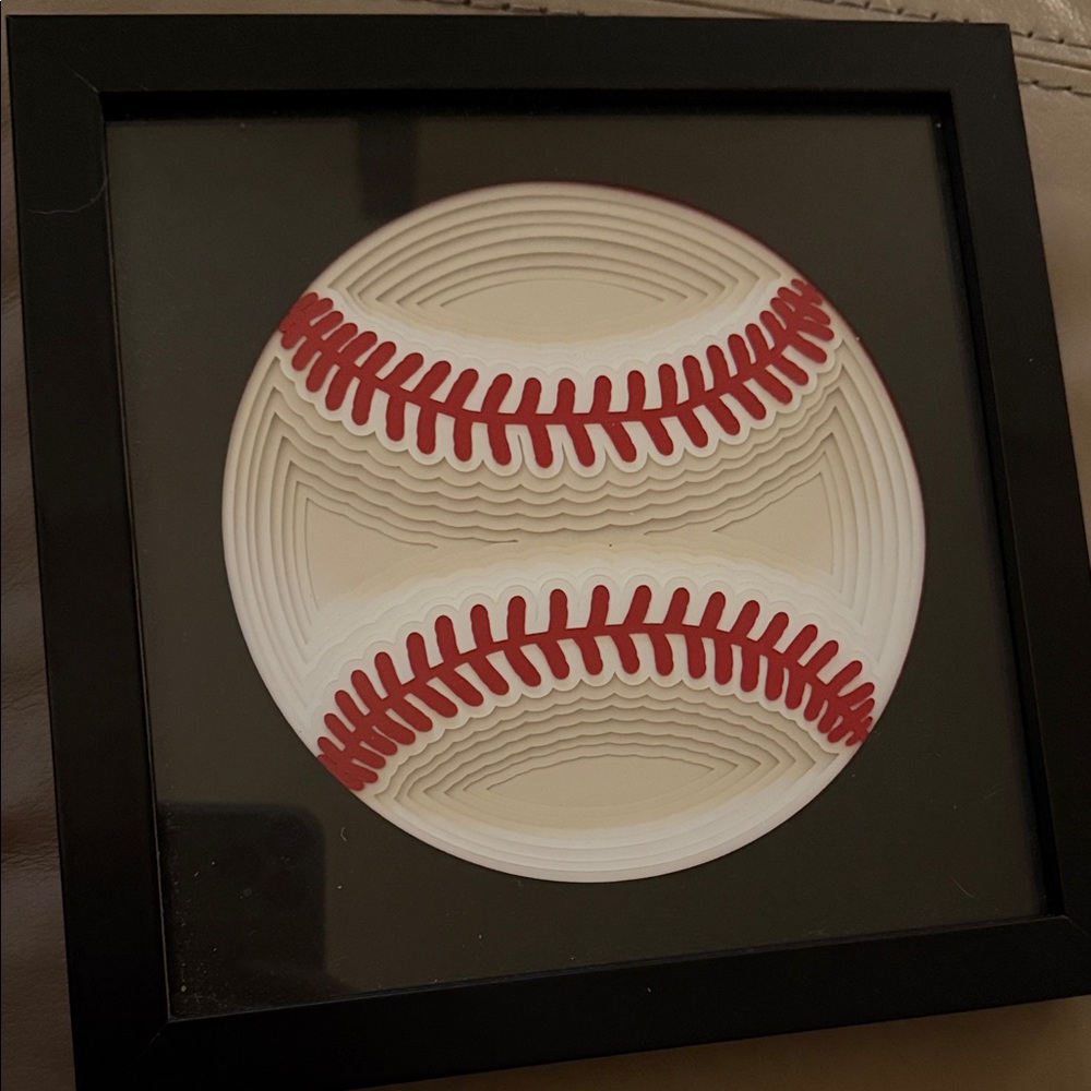 Framed Baseball Art Decor 9”x9